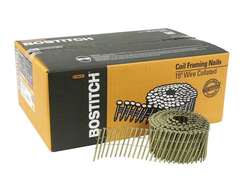 BOSTITCH COIL FRAMING RS 8D 2-1/2" 13GA 15-DEG RING SHANK NAIL 3.6M