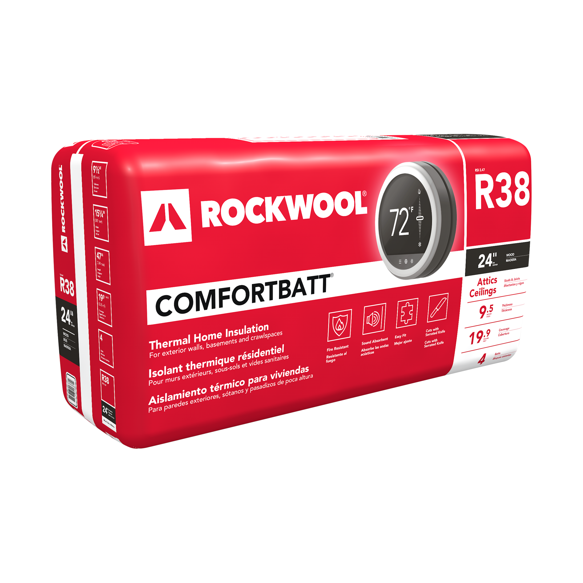 ROCKWOOL COMFORT BATT 31/2X151/4X47" 12BATTS R15 59.7 SF RXCB351525